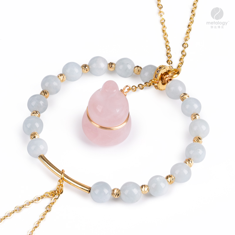 蓝粉桃缘葫芦挂件